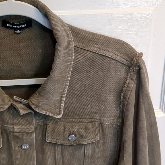 525 French Terry Olive Drab Green Denim Jacket XL - Picture 3 of 12